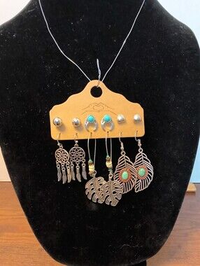 Turquoise Accent Boho Earring Set - Women Jewelry